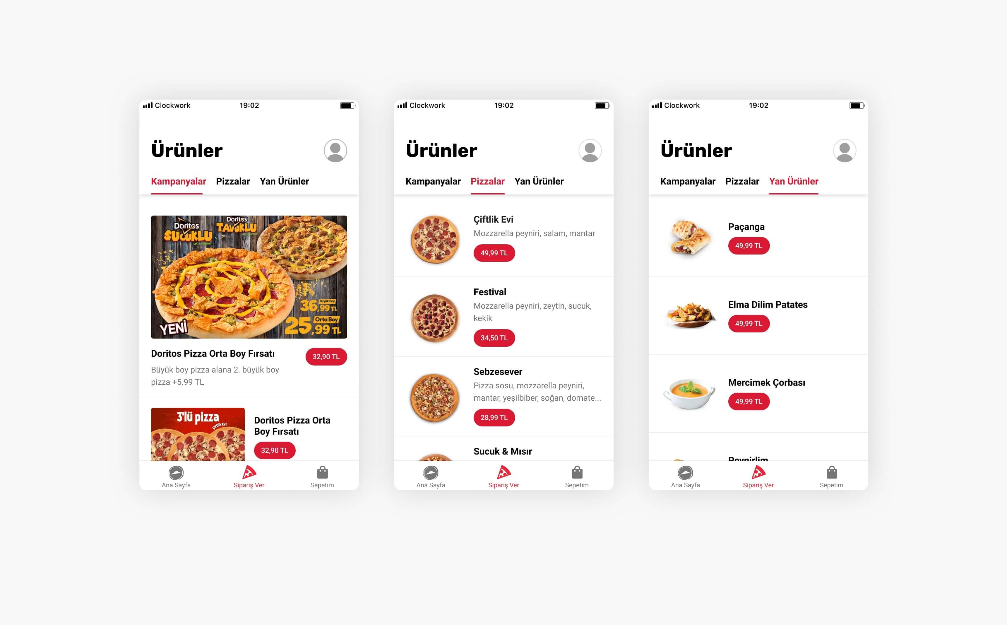Pizza Hut Mobil Uygulama projesi mobil uygulama arayüzü görünümü - 1