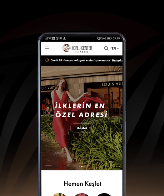 Zorlu Center web tasarım ve yazılım geliştirme projesi tanıtım bannerı
