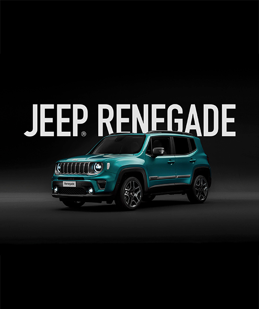 Wide angle detail banner image of a green Jeep Renegade model SUV car