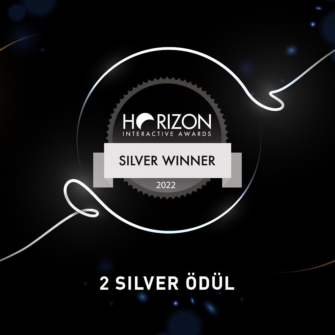 Horizon Interactive Awards 2022 Gümüş Kazanan amblemi ve 2 Silver Ödül yazısı.