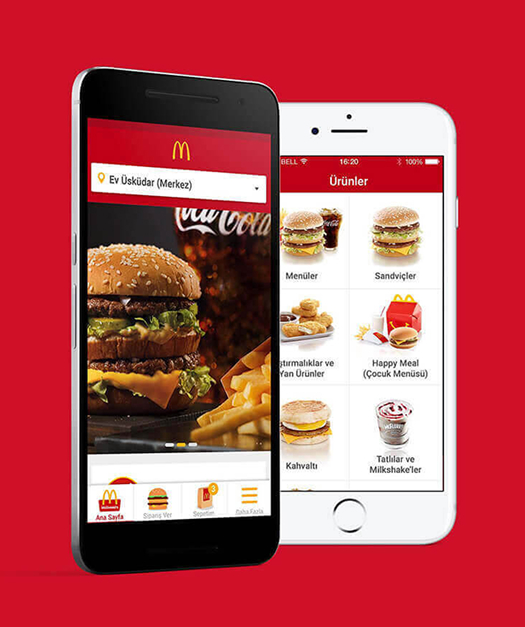 McDonald's online sipariş adımları ve e-ticaret ürün tanıtım bannerı